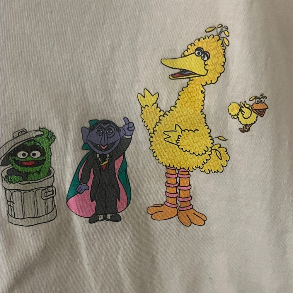 Sesame Street Cream Short Sleeve Tee with Multicolor Character Row - Picture 5 of 6